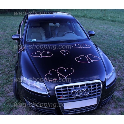 Coeurs roses pour voiture balai de mariage