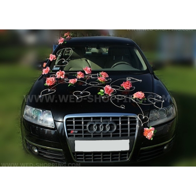 Decoration voiture Mariage Corail Roses