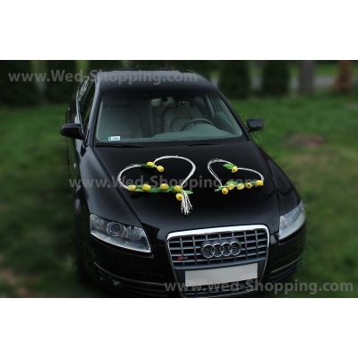 Décoration de voiture balai  tulipes jaunes