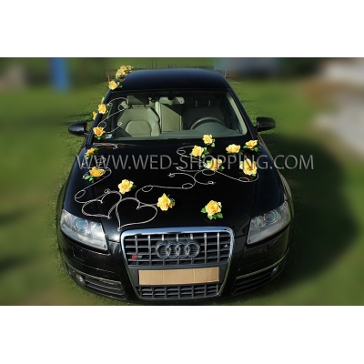 Roses jaune Décoration voiture de mariage