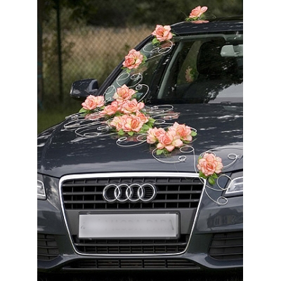 Décoration voiture de mariage Fleurs orange