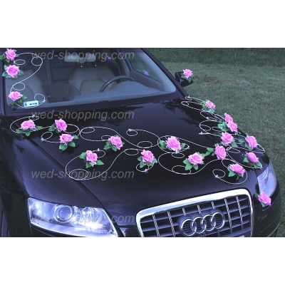 Déco de voiture de mariage Mauve