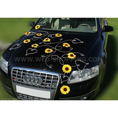 Decoration voiture Mariage Tournesols