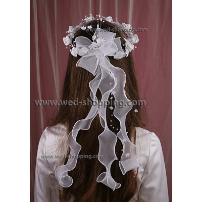 Couronne de communion ronde ruban organza