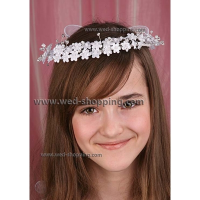 Couronne ronde ivoire ruban organza