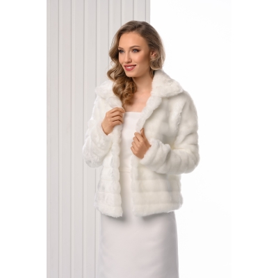 Manteau Veste pour femme fausse fourrure vison ivoire