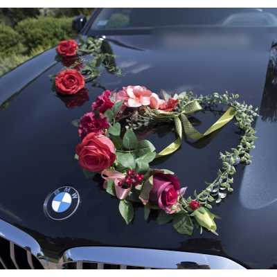 Cœur floral pour voiture pour mariage