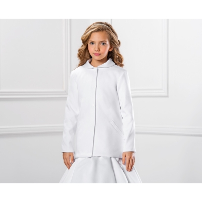 Manteau pour fille Communion feutrine blanc ivoire