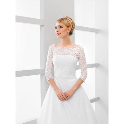 boléro mariage en dentelle manches longues moitié Fermeture dos en boutons