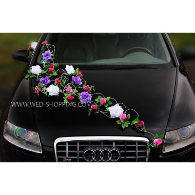 Decoration voiture mariage roses