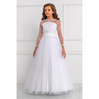 Robe de communion Satin et Tulle brodé