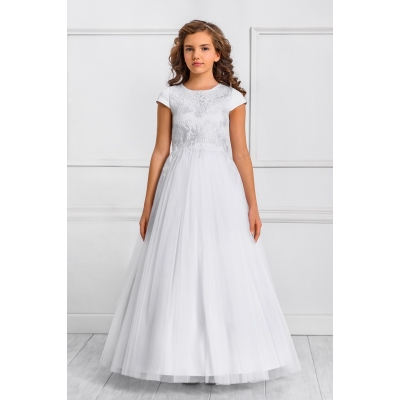 Robe de communion Satin Tulle et Broderie
