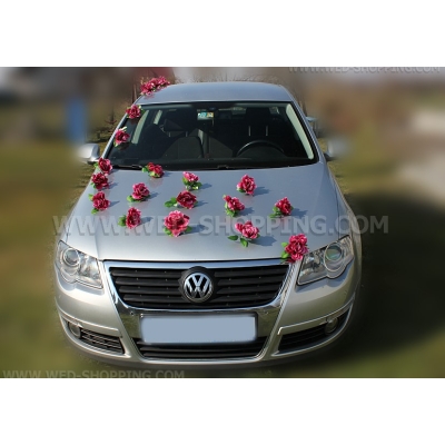 roses bordeaux voiture mariage