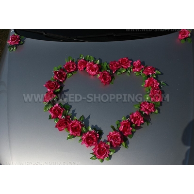 Les roses rose foncé pour decoration voiture mariage