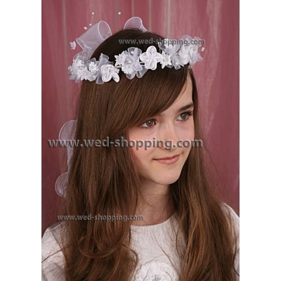 Couronne ronde blanche ruban organza