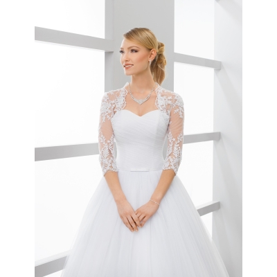 Bolero de mariage en dentelle manches 2/3 longues