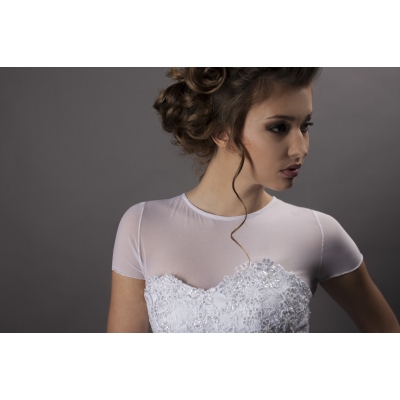 Boléro mariage manche corte en stretch tulle