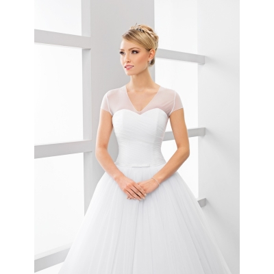 Boléro tulle decollete V manches courtes