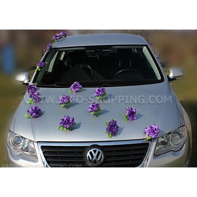 Les roses violette pour voiture mariage