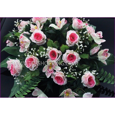 Voiture mariage bouquet Roses et orchidées - Rose