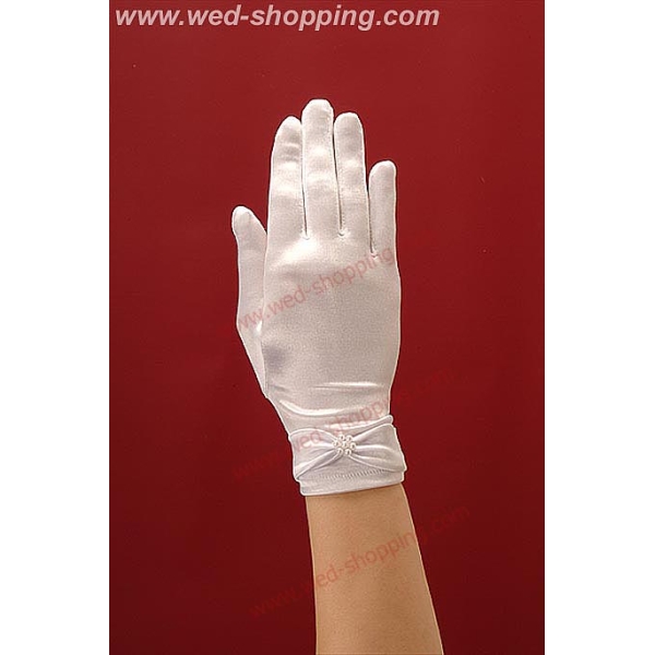 Gants courts avec ruban, blancs ou ivoire