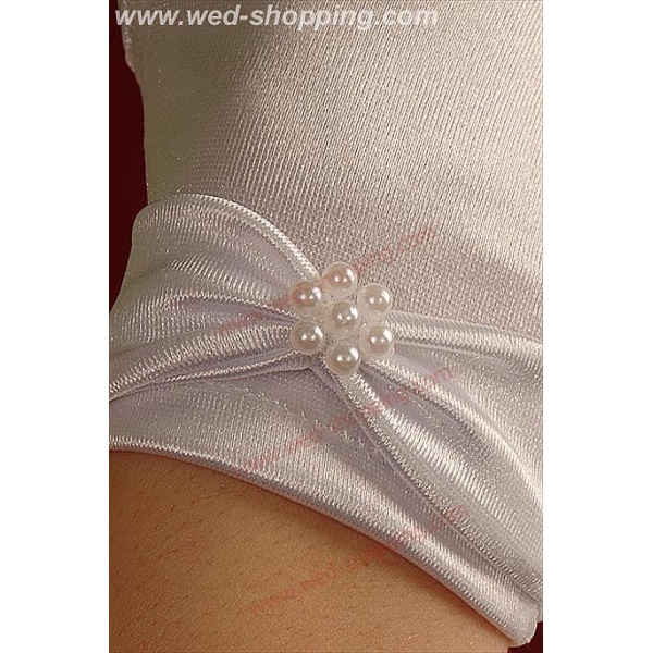 Gants courts avec ruban, blancs ou ivoire