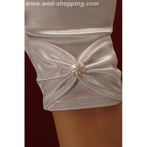 Gants courts avec ruban, blancs ou ivoire