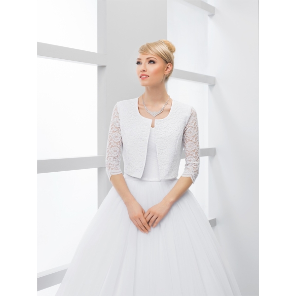 Bolero veste de mariée en satin et dentelle