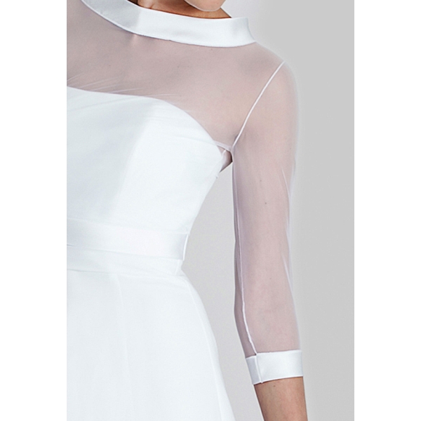 Boléro de la mariée blanc tule et satin