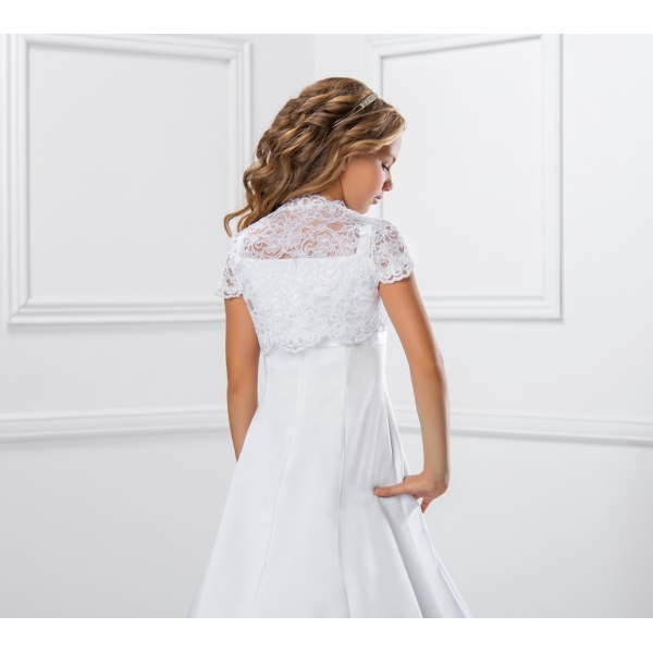 Boléro  dentelle fille ivoire manches courtes