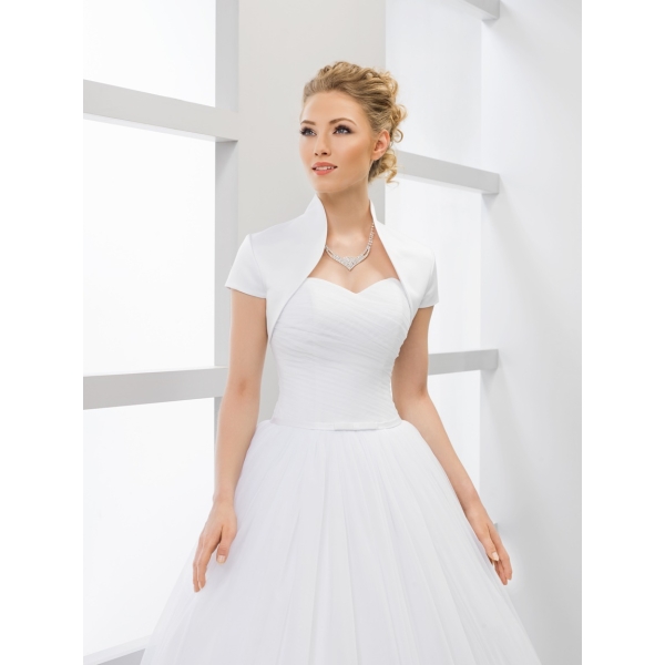 Boléro mariage satin manches courtes