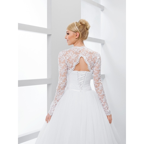 Boléro mariage en dentelle manches longues moitié Fermeture dos en boutons