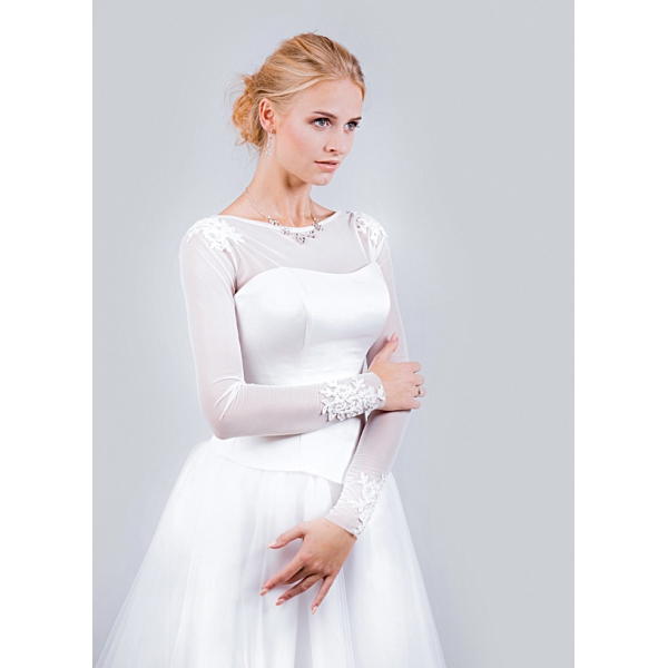 Stretch tulle bolero mariage manche longe