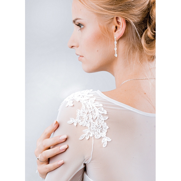 Stretch tulle bolero mariage manche longe