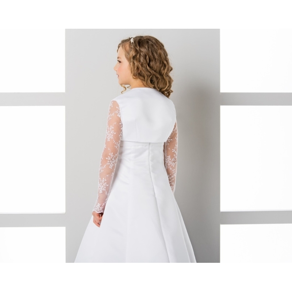 manches longues veste dentelle et satin Communion