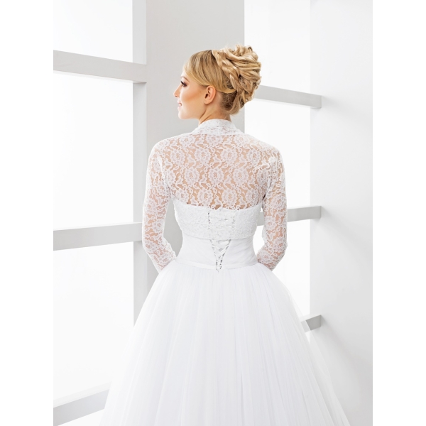 Bolero de mariage en élastique dentelle manches longues