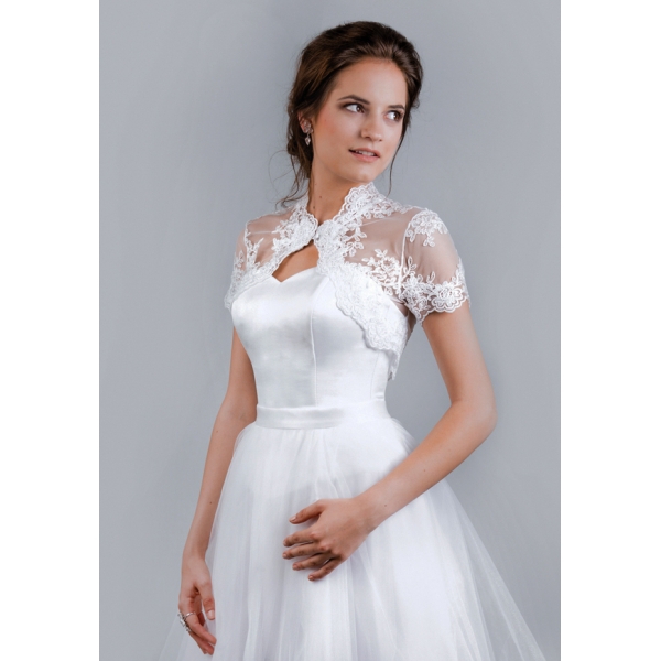 Bolero Mariage dentelle broderie Col