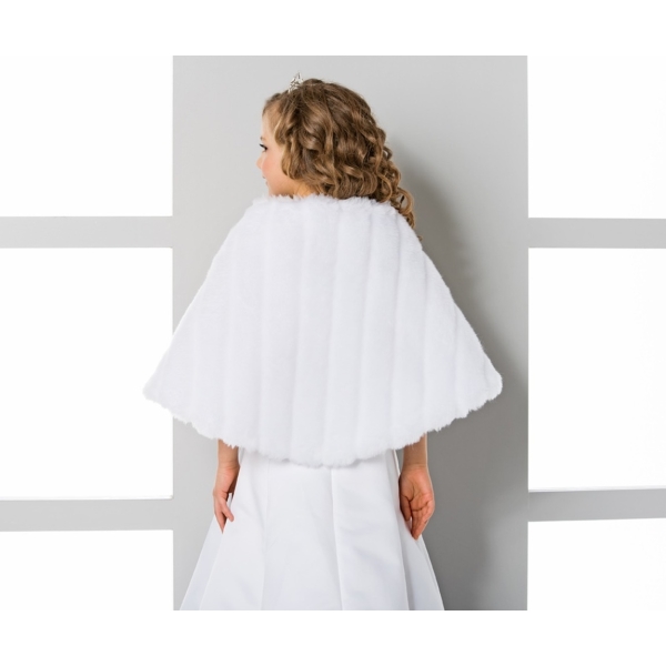 Cape fausse fourrure vison fille avec pompons