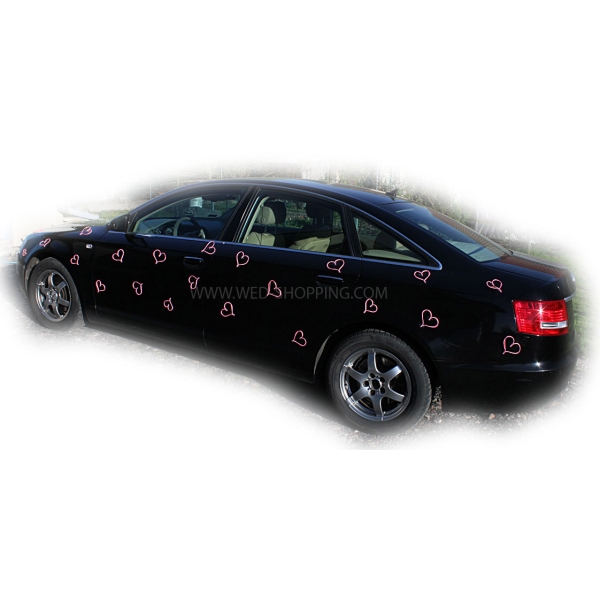 Coeurs roses pour voiture balai de mariage