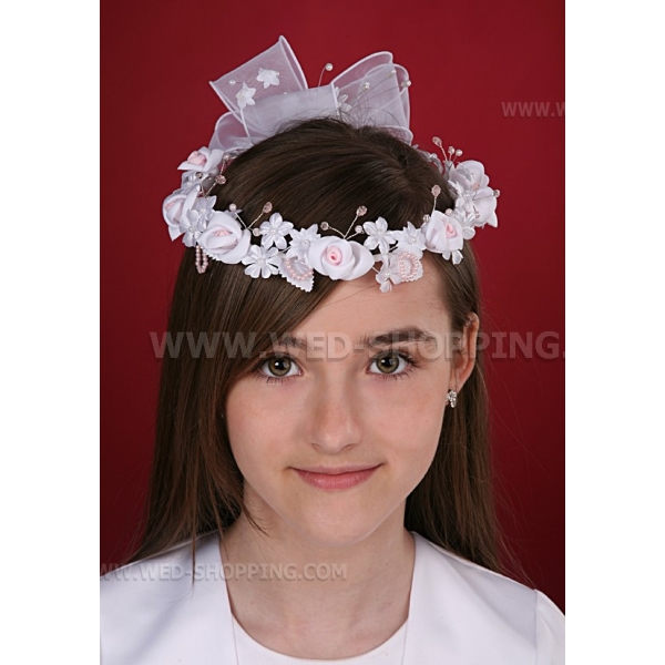 Blanc et rose couronne communion fille