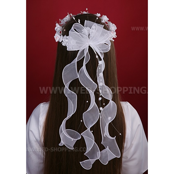 Blanc et rose couronne communion fille