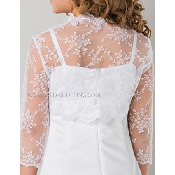 Boléro enfant en dentelle cortege mariage manches 2-3 longues