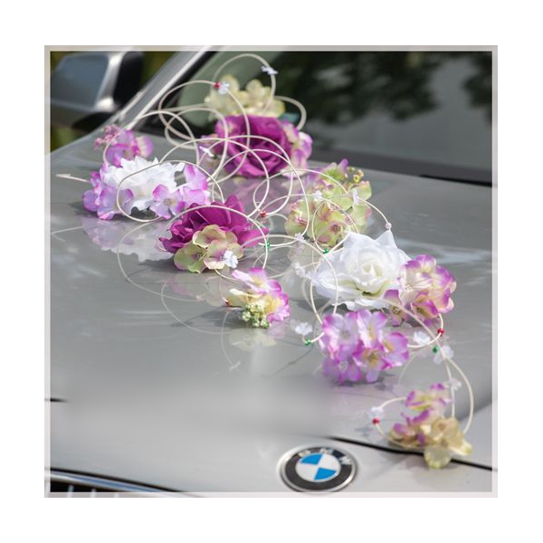 Déco Set  de voiture mariage  rose et Blanches