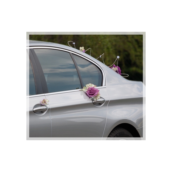 Déco Set  de voiture mariage  rose et Blanches