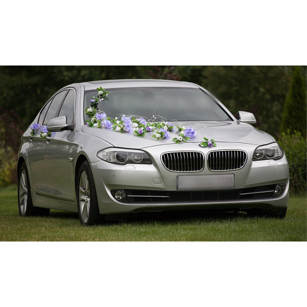Bleu Violet Ivoire  déco pour voiture des mariés