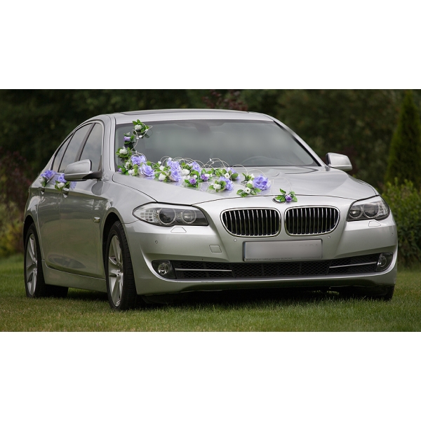 Decoration Voiture Mariage Kit Violet Bleu Ivoire