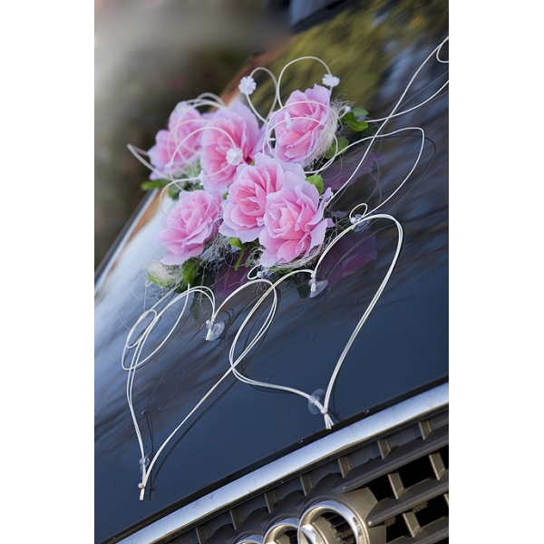 Roses et coeurs - décoration kit pour voiture mariage