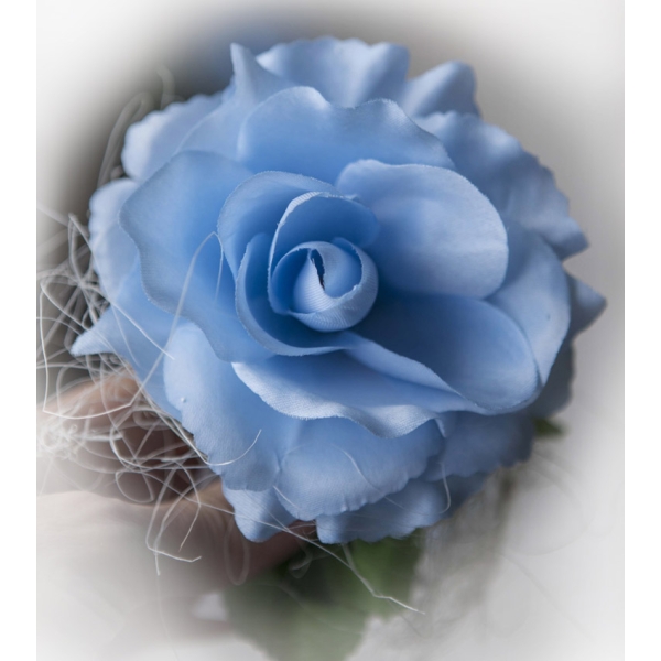 Décoration pour BMW - voiture mariage Roses bleu et blanc