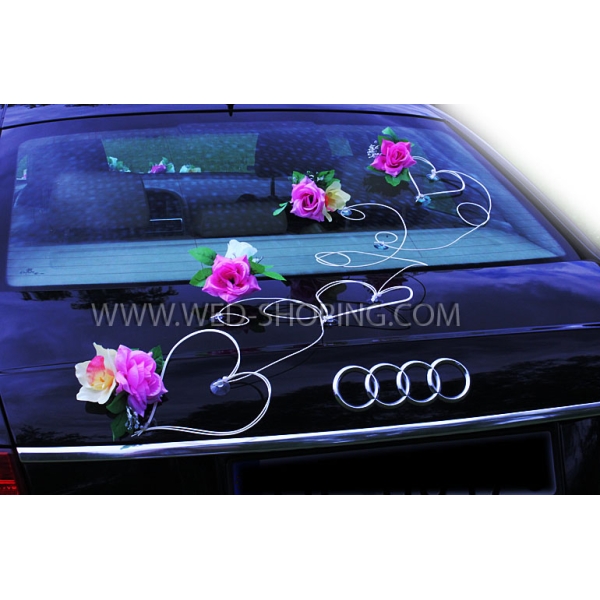 Décoration de voiture de mariage Fleurs avec Ventouses