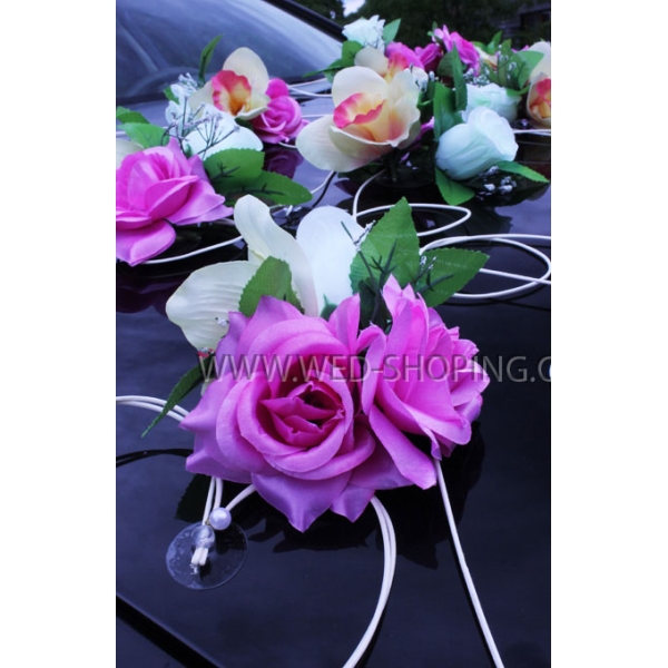 Décoration de voiture de mariage Fleurs avec Ventouses